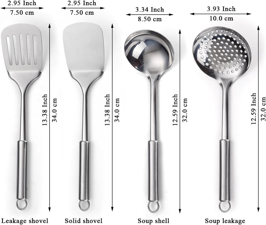 Stainless Steel Cooking Utensils Set 4 Pieces, Kitchen Tools Set