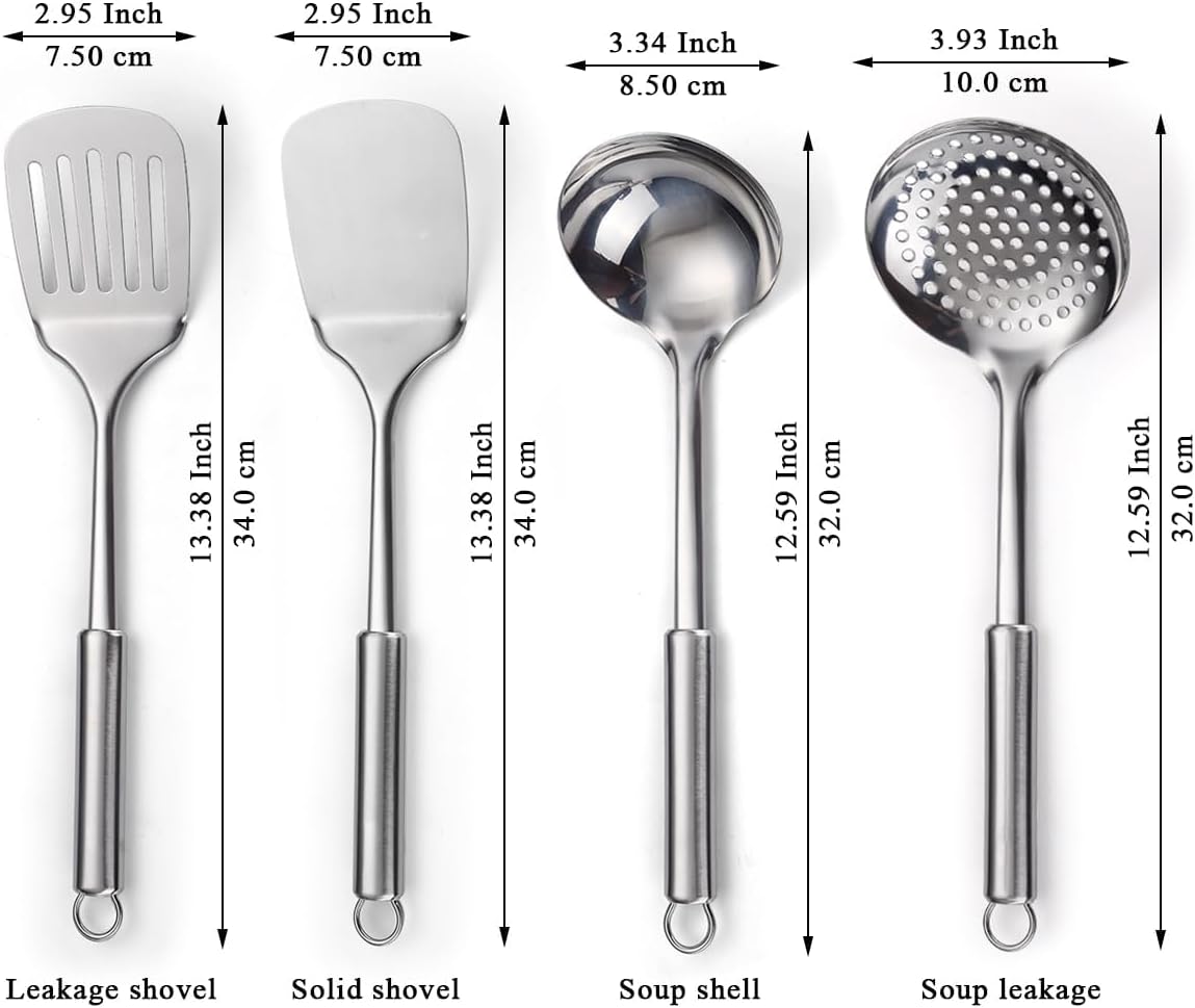Stainless Steel Cooking Utensils Set 4 Pieces, Kitchen Tools Set