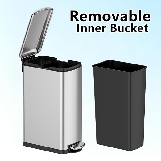 Garvee Slim Kitchen Trash Can 8 Gal, Skinny Stainless Steel Garbage Can - Image 3