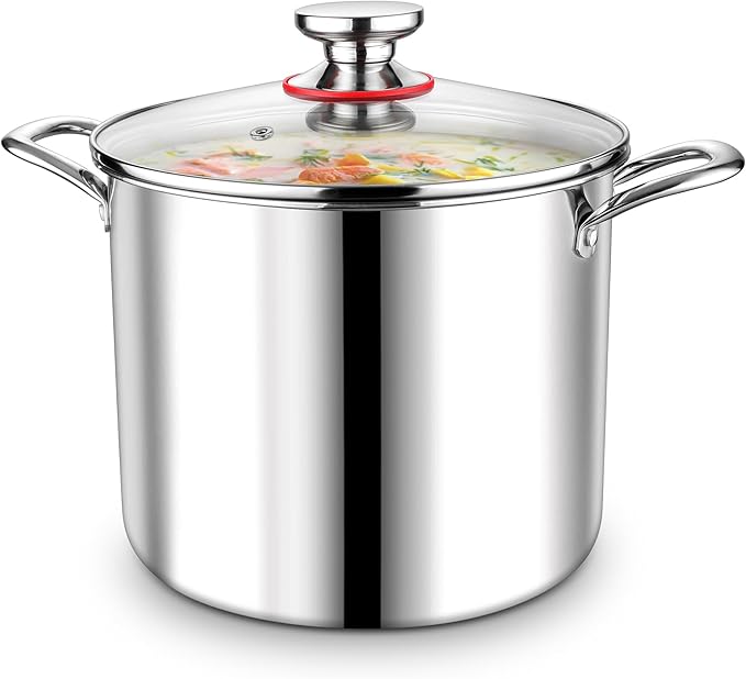 P&P CHEF 10 Quart Tri-Ply Stainless Steel Stockpot, Stock Pot by PPCHEF
