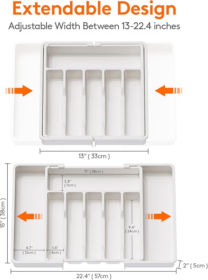 Lifewit Silverware Drawer Organizer, Expandable Utensil Tray - Image 3