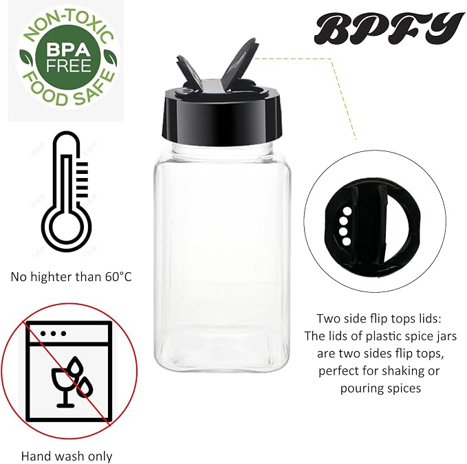 24 Pack 4oz Clear Plastic Spice Jars - Image 3