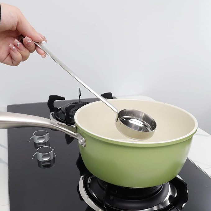 2 Pcs 3 oz Silver 10.55 Inch Stainless Steel 201 Long Handle Cooking Spoon - Image 7