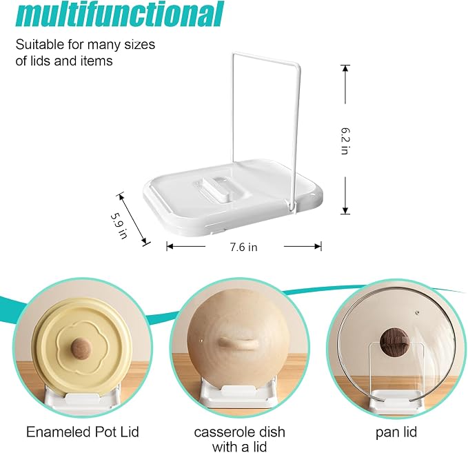 Pot Lid Holder with Spoon Rest for Stove Top and Kitchen Counter, Foldable Pot - Image 3