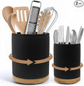 2 Pack Ceramic Utensil Holder, 7.3"+5.4" Large kitchen utensils holder by NURTUREKNOTS
