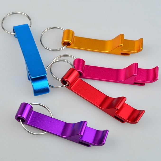 cnomg 16 pcs 8 Colored Metal Bottle Opener, Split Key Ring Chain Keychain Bulk - Image 5