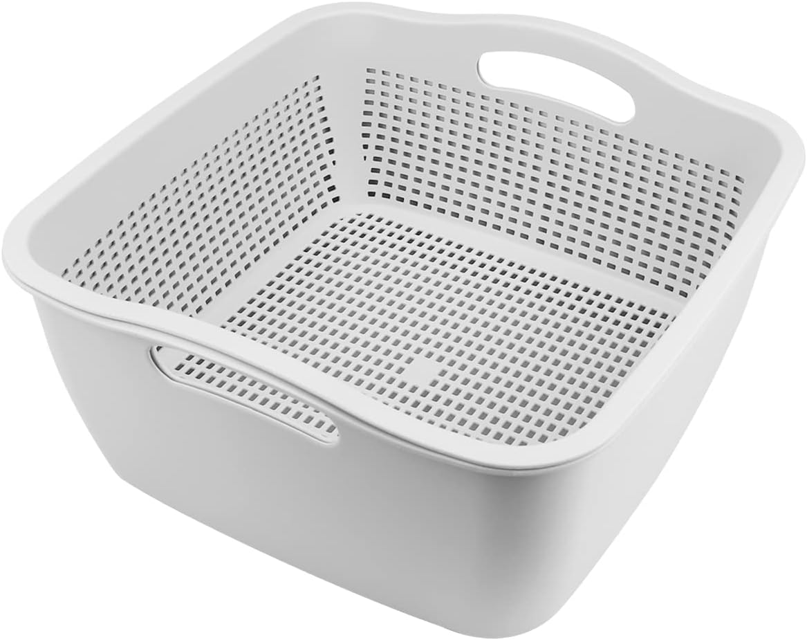 Double-layer Draining Basket Plastic Fruits Vegetable Washing Basket