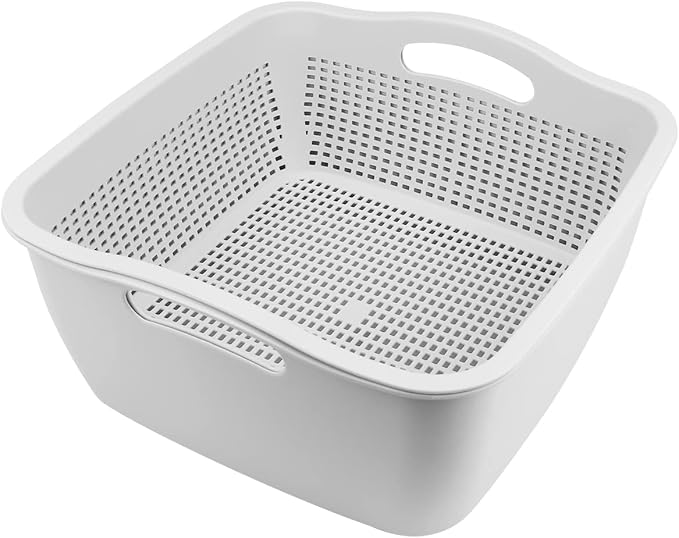 Double-layer Draining Basket Plastic Fruits Vegetable Washing Basket Food by LNQ+LUNIQI