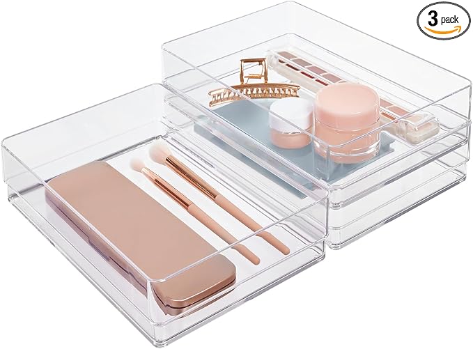 STORi SimpleSort 3-Piece Stackable Clear Drawer Organizer Set | 9" x 6" x 2" by STORi