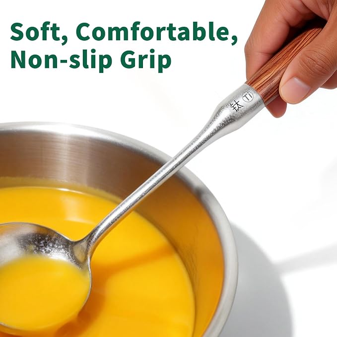 Newness Soup Ladle and Solid Turner, Resilient Pure Titanium Soup Spoon and - Image 6