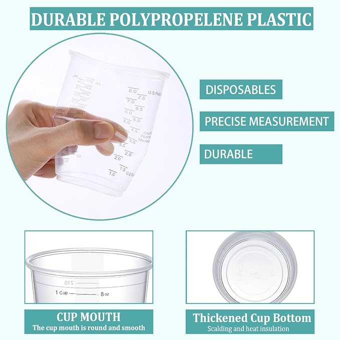 Taeku Measuring Cups Plastic, 8 oz Disposable Clear Epoxy Cups - Image 3