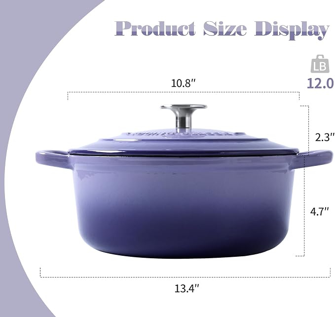 EDGING CASTING Enameled Cast Iron Duch Oven, 5.5 Quart Round Dutch Ovens Pot - Image 3
