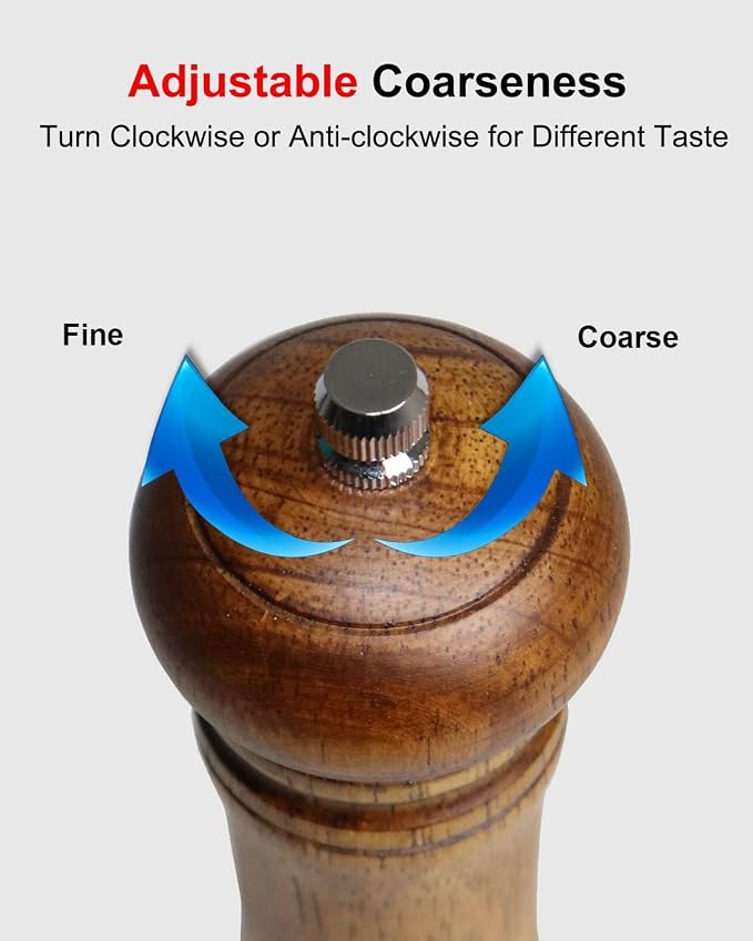 6-Inch Wooden Pepper Grinder Salt Grinder, Refillable Manual Pepper Mill - Image 4
