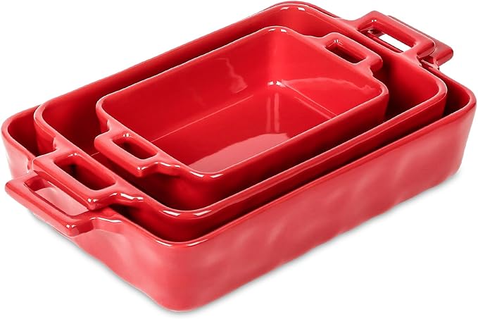 VICRAYS Ceramic Bakeware Set, Porcelain Rectangular Baking Dish, Baking Pan by VicraysCeramic