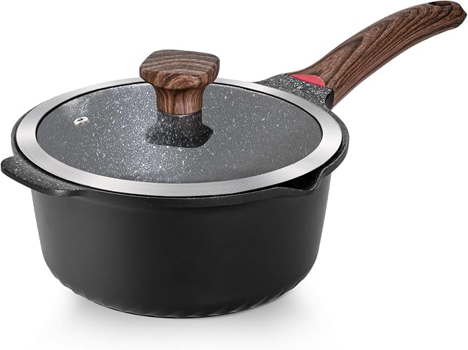 VINCHEF Nonstick Stockpot With Lid 4 Quart, Large Saucepan with Stay Cool Handle by VINCHEFMeetBetterLife
