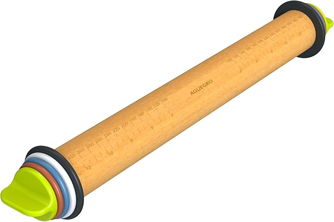 Rolling Pin with Adjustable Thickness Ring, Dough Thickness by Aguegro
