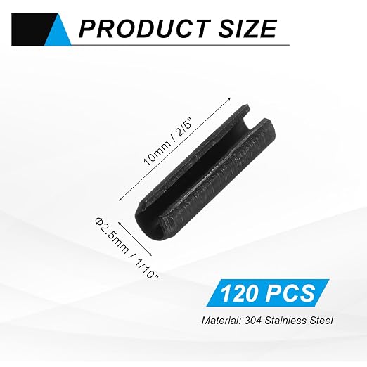 MECCANIXITY 120Pcs Slotted Split Roll Pins 1/10 Inch Dia. 2/5 Inch Length Steel - Image 2