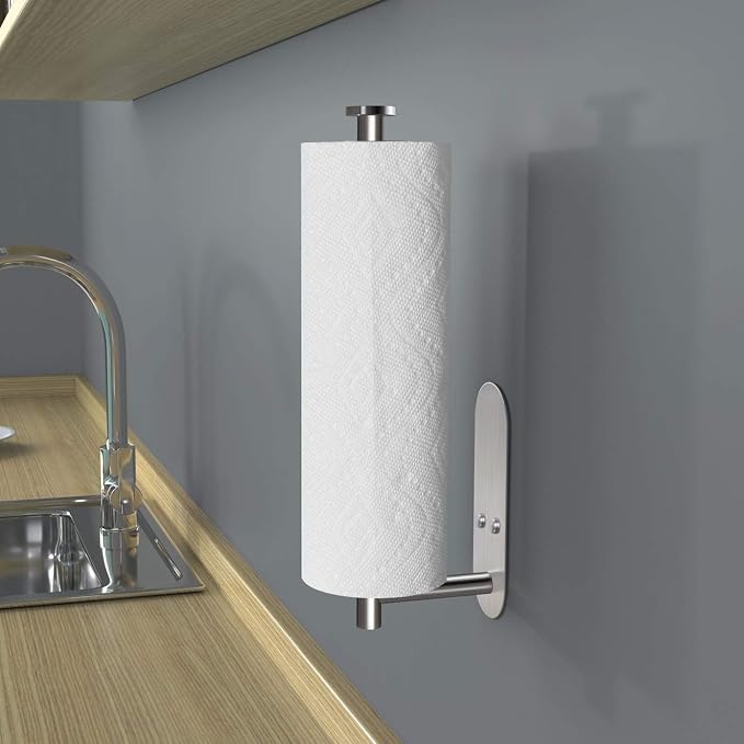 VAEHOLD Adhesive Paper Towel Holder Under Cabinet Mount, Wall Mounted Paper - Image 7