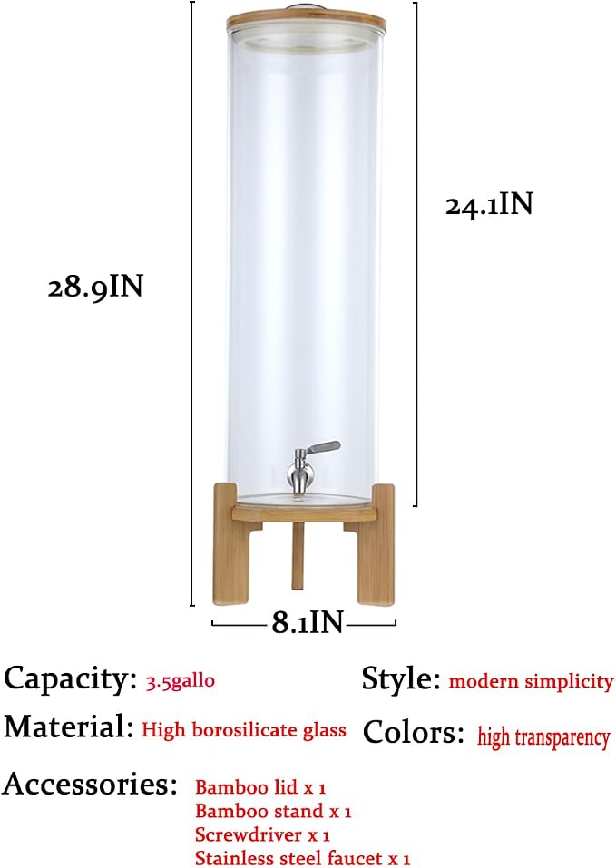 Beverage Dispenser, 4.1 Gallon Glass Drink Dispenser - Image 3