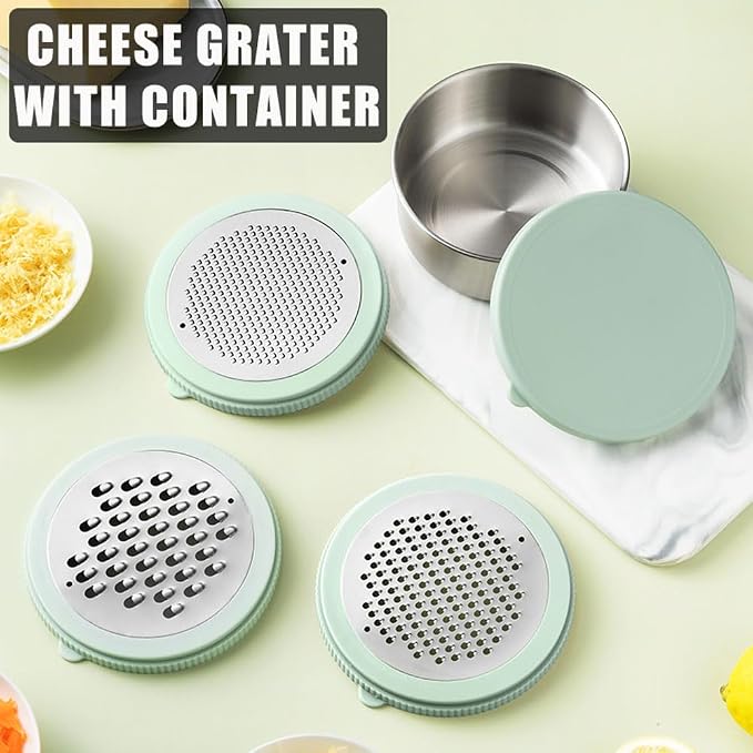 Cheese Grater with Container & Lid, Handheld Grater Bowl - Image 2