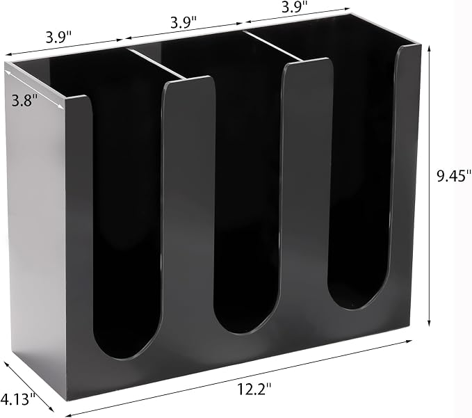 Acrylic Coffee Cup and Lid Storage Organizer Holder, 3 Compartments Disposable - Image 2