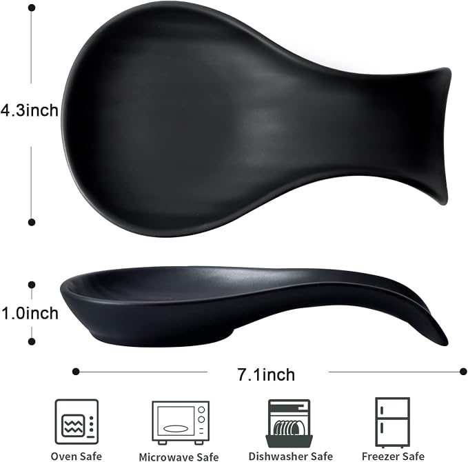 Hasense Porcelain Spoon Rest for Stove Top, 7 Inch Spoon Holder for Ladle - Image 3