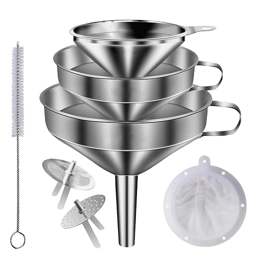 Stainless Steel Funnels for Kitchen use, Cleaning Brush, 200 Mesh Food Filter by Unknown