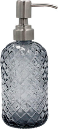 16 oz Diamond Pattern Glass Soap Dispenser, Kitchen and Bathroom Refillable by SDlumeiy