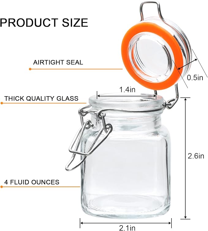 Encheng 4 oz Glass Jars With Airtight Lids And Leak Proof Rubber Gasket - Image 2