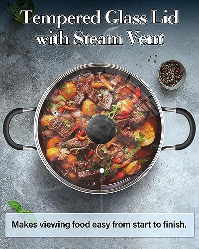 Cook N Home 6 Quart Non Stick Stock Pot with Lid, Large Pots for