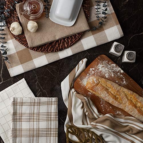 DII Basic Kitchen Large Cotton Dishtowel Set of 5, 18x28, Stone