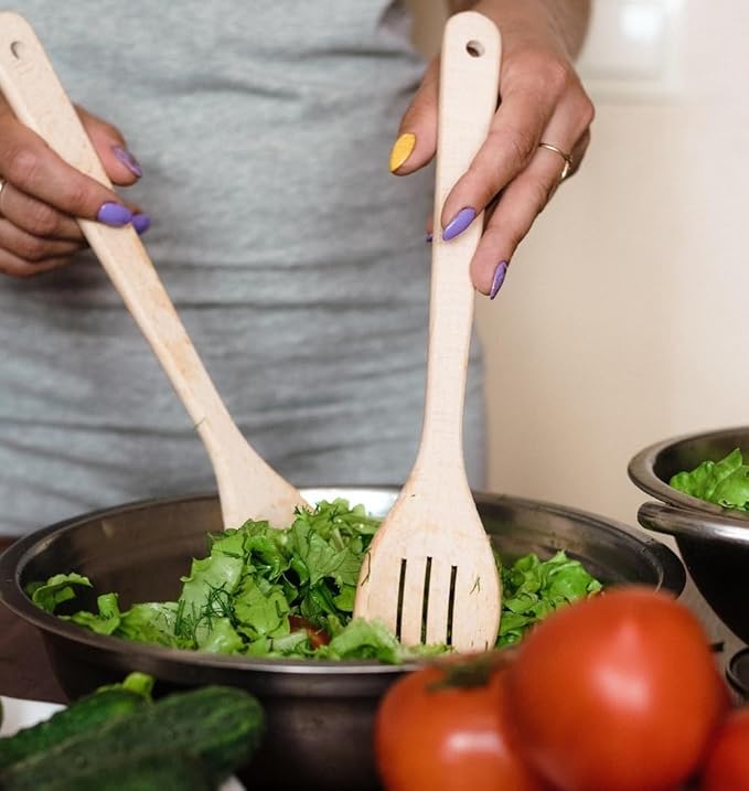 ECOSALL Healthy Wooden Spoons For Cooking Set of 6. Safe and Reliable Cooking - Image 9
