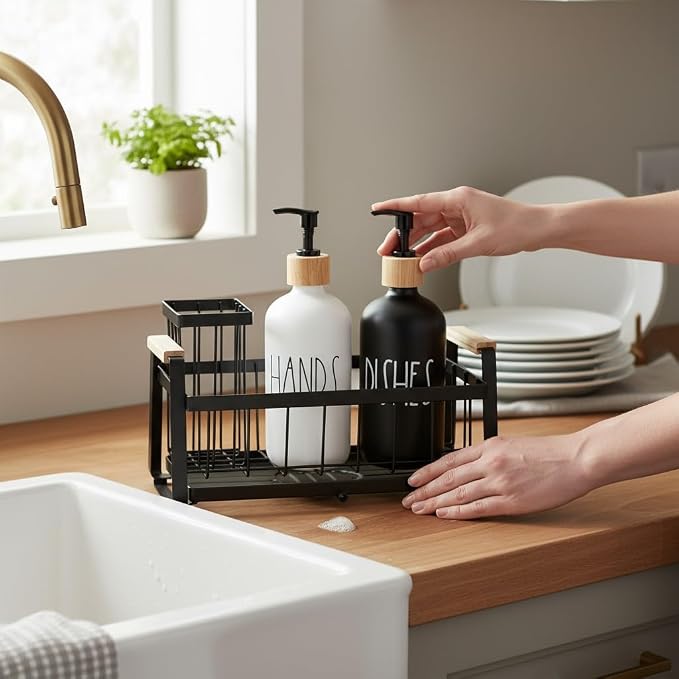 Kitchen Dish Soap Farmhouse Dispenser Set - Image 4