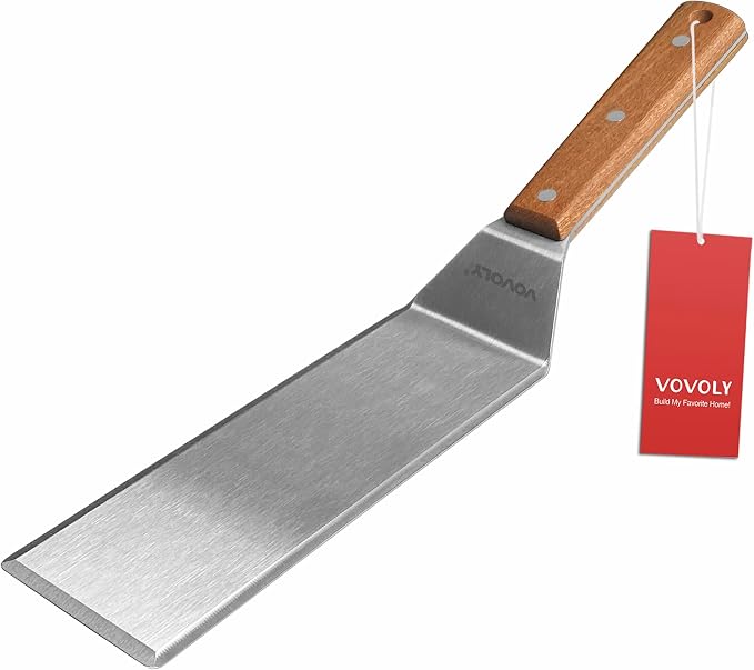 Stainless Steel Metal Spatula, Long Griddle Spatula, Hamburger Smasher Turner by VOVOLY
