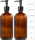 GMISUN Amber Glass Soap Dispenser, 2 Pack Bathroom Hand Soap Dispensers by GMISUN