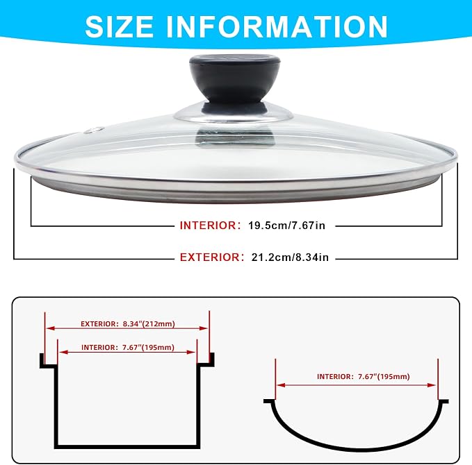 Glass Lid for Frying Pan Tempered Glass Pot Lid - Image 3