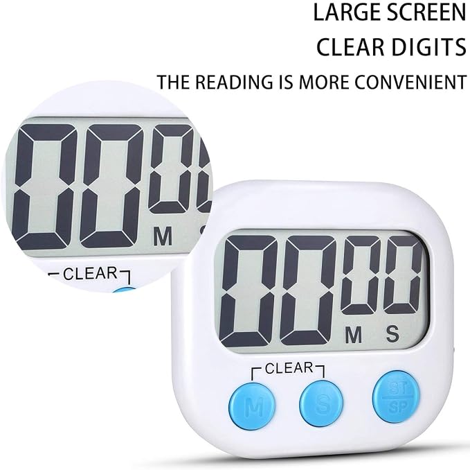 2 Pack Digital Kitchen Timer for Cooking Big Digits Loud Alarm Magnetic Backing - Image 7