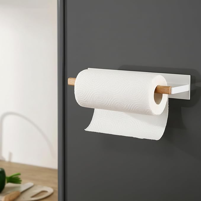 KES Magnetic Paper Towel Holder, Wood & Metal Paper Towel Roll Holder, by KES