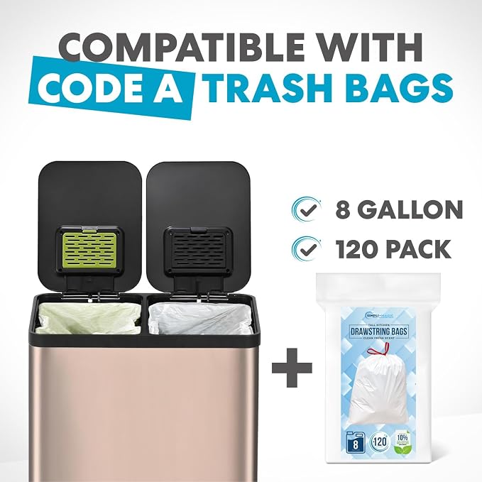 SIMPLI-Magic 60L / 16 Gallon Dual Compartment Kitchen Trash Can - Image 7