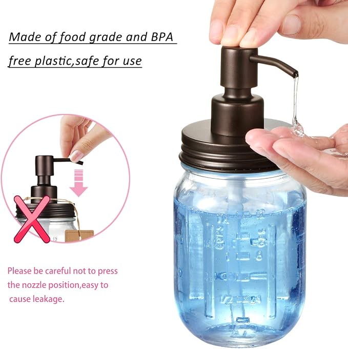 Amolliar Mason Jar Liquid Soap Dispenser Lid, Rust Proof Stainless Steel - Image 5