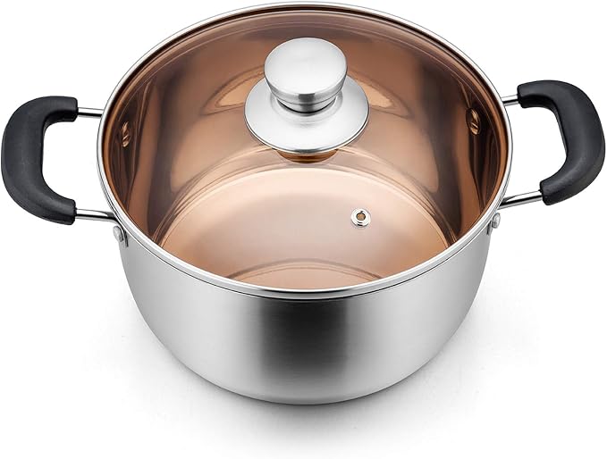 P&P CHEF 6 Qt Stockpot with Lid, Stainless Steel Cooking Stock Pot by PPCHEF