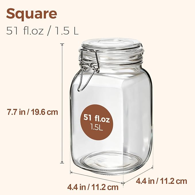 ComSaf Set of 3 Square Glass Jars - Image 2