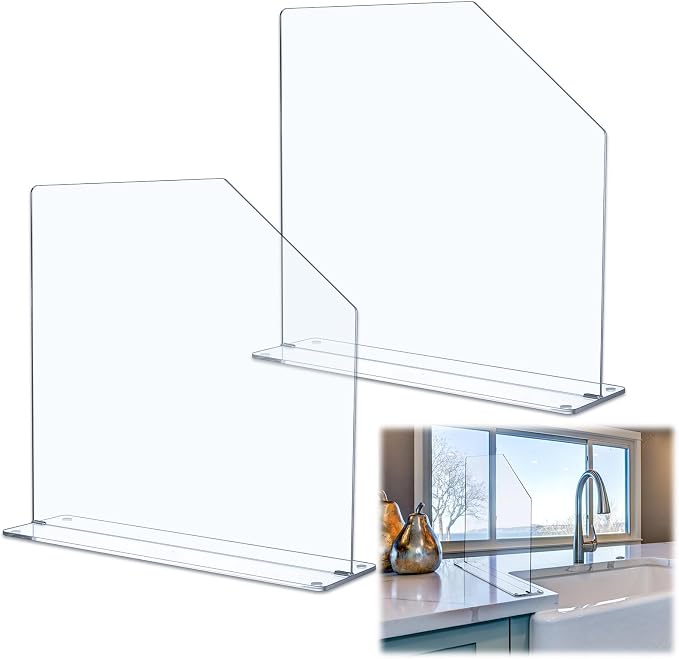 Vesici 2 Pcs Clear Acrylic Sink Splash Guard Freestanding Panel Barrier by Vesici