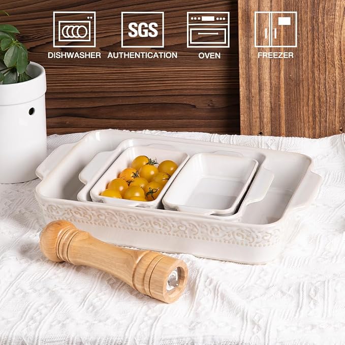 Sweejar Casserole Dishes for Oven, Ceramic Bakeware Set of 4, Rectangular - Image 4