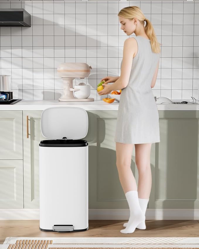 Arlopu13.2 Gallon Step Trash Can, Stainless Steel Garbage Bin, Soft-Close - Image 9