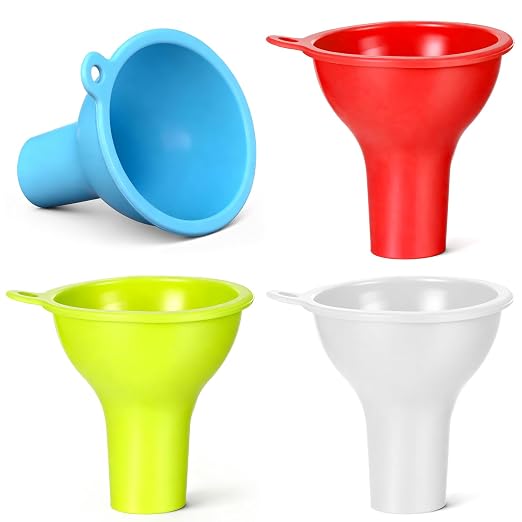 4 Pcs Wide Mouth Funnels for Filling Small Bottles, Kitchen Silicone Funnels by Unknown