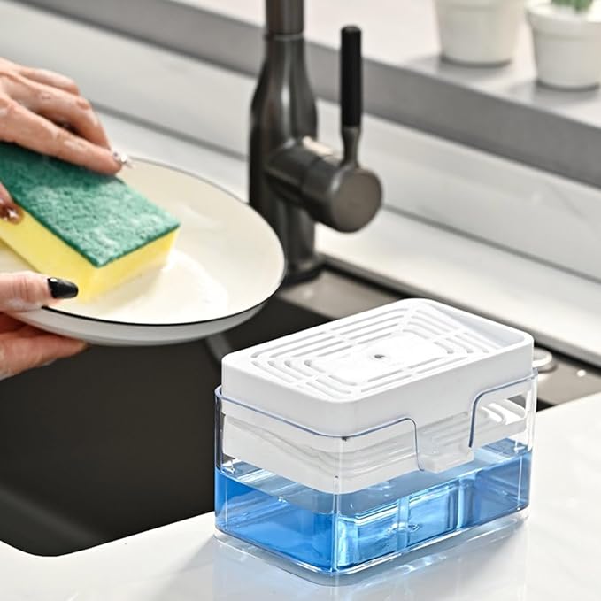 Dish Soap Dispenser for Kitchen Sink, 2 in 1 Premium Sponge Holder, Dishwashing - Image 6