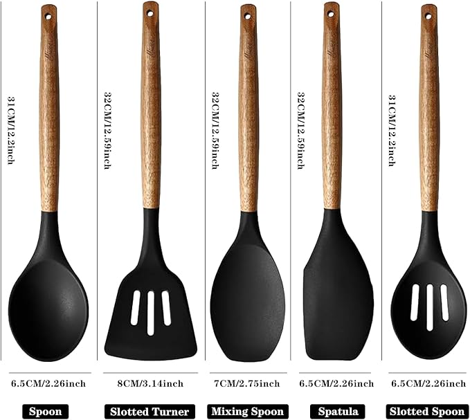Kitchen Utensils Set, Silicone Cooking Utensils Set, Non-Stick Silicone Spatula - Image 4