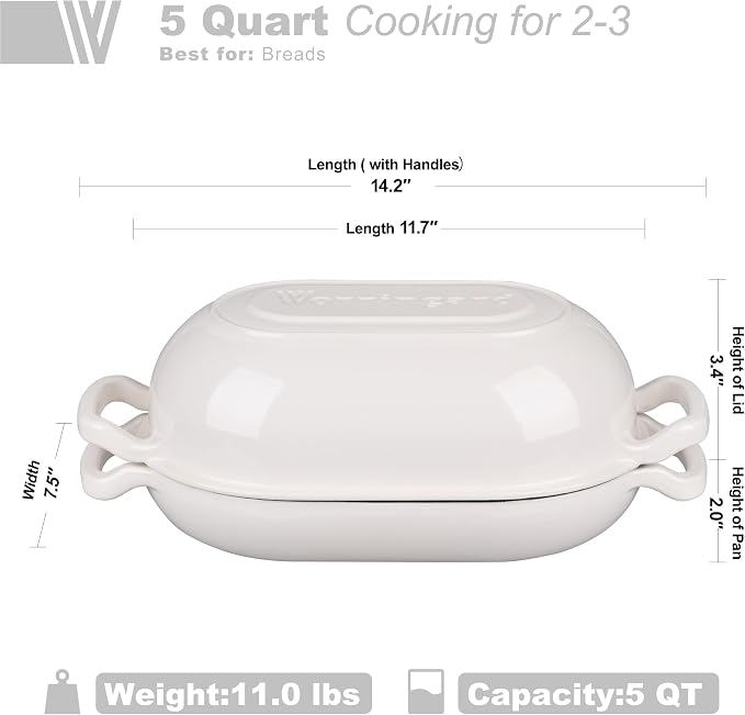 VORRINGARD Enameled Cast Iron Sourdough Bread Oven, Dutch Oven, Loaf Cast Iron - Image 2