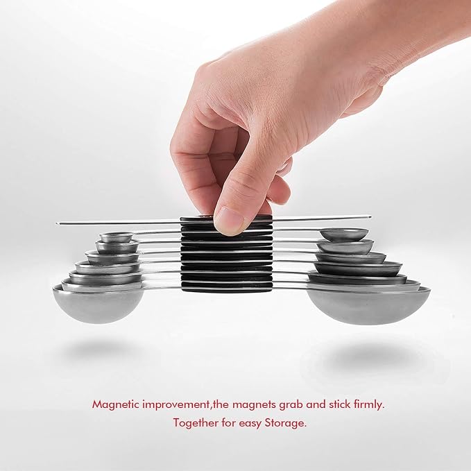 EDELIN Measuring Cups and Magnetic Measuring Spoons Set, Stainless Steel 5 Cups - Image 4